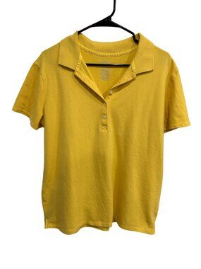Merona Ultimate Womens Yellow Short Sleeve Polo Shirt Size XL Preppy Minimalist